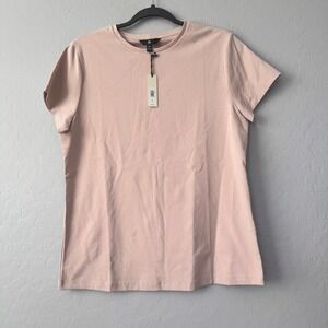 NWT Banana Republic Womens Refined T-Shirt Blush Pink Crew Neck Short Sleeve‎ XL